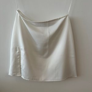 Danielle Guizio Satin Slit Mini Skirt